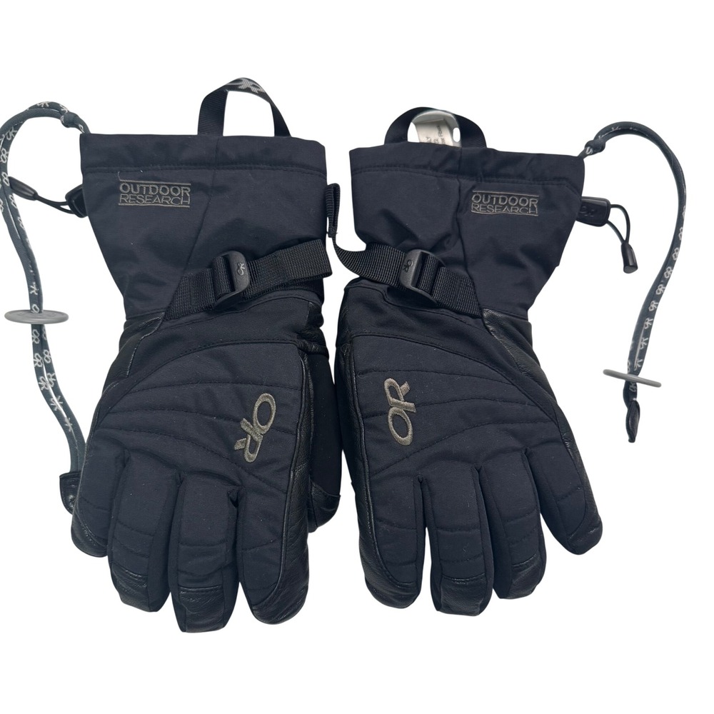 Outdoor Research Womens Revolution Gloves Black Leather Palm Winter Ski Small 6